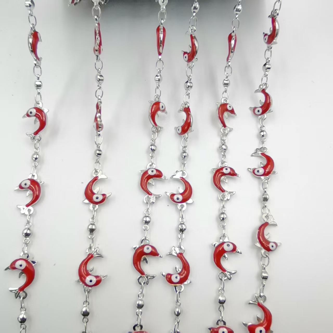 Dolphin Enamel Gold Copper Chain Featuring Handmade Chain In Marine Style