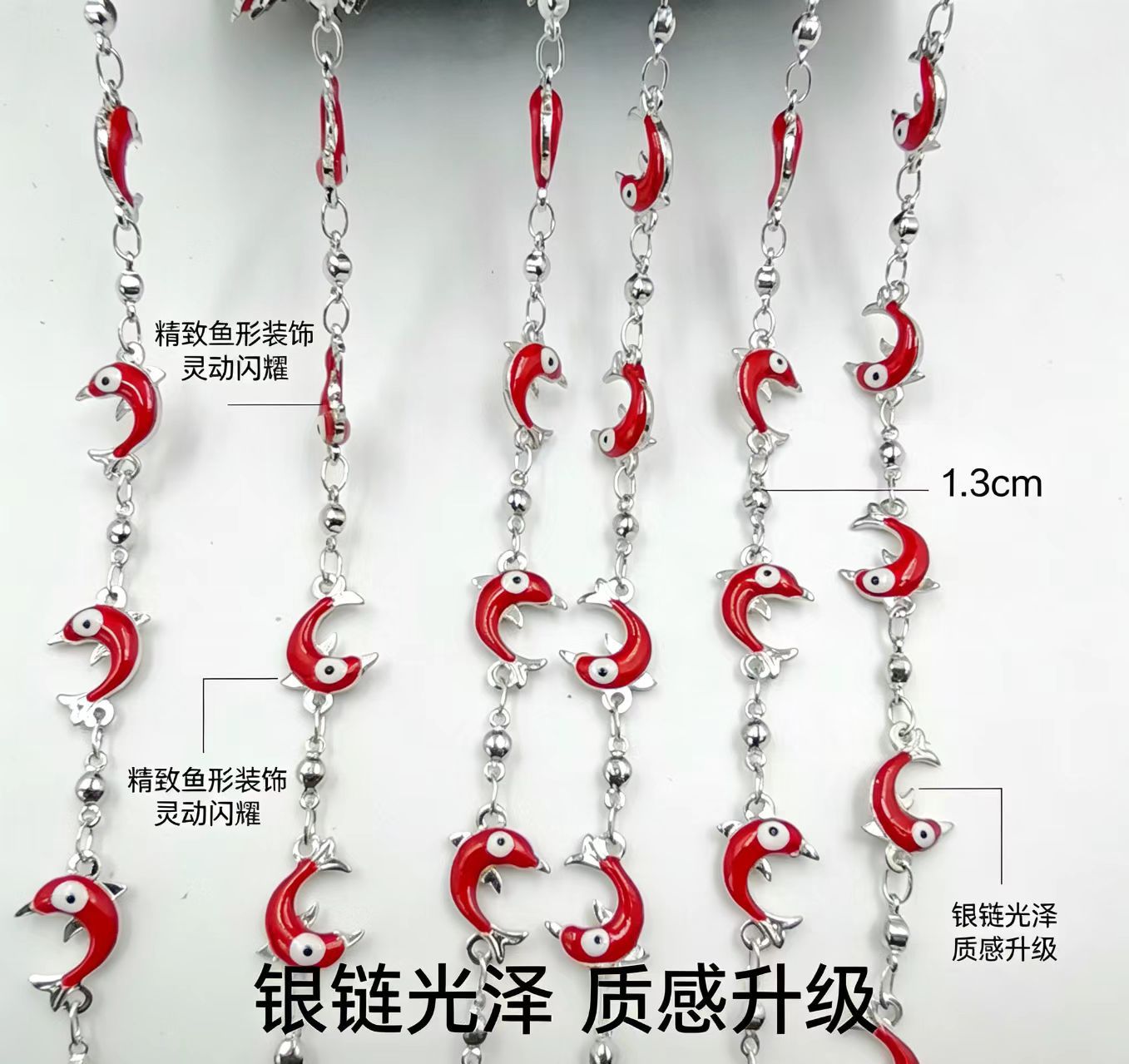Dolphin Enamel Gold Copper Chain Featuring Handmade Chain In Marine Style