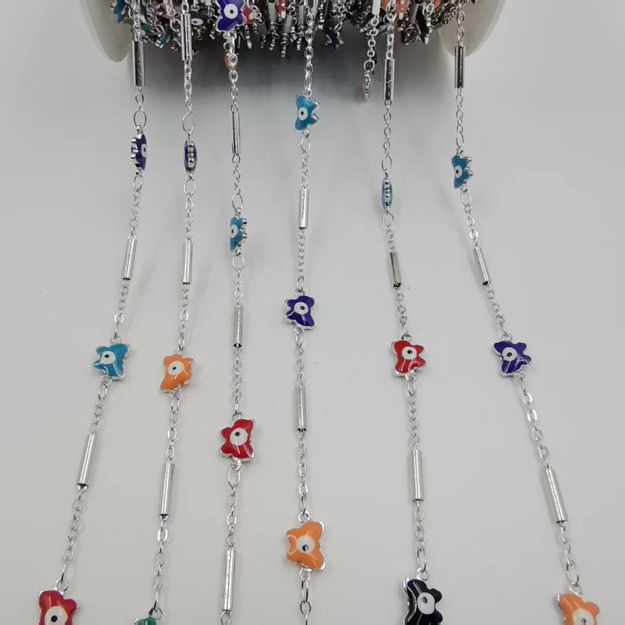 Electroplated KC Golden Plated Copper Flowers Chain With Handmade Chain Design In Colour