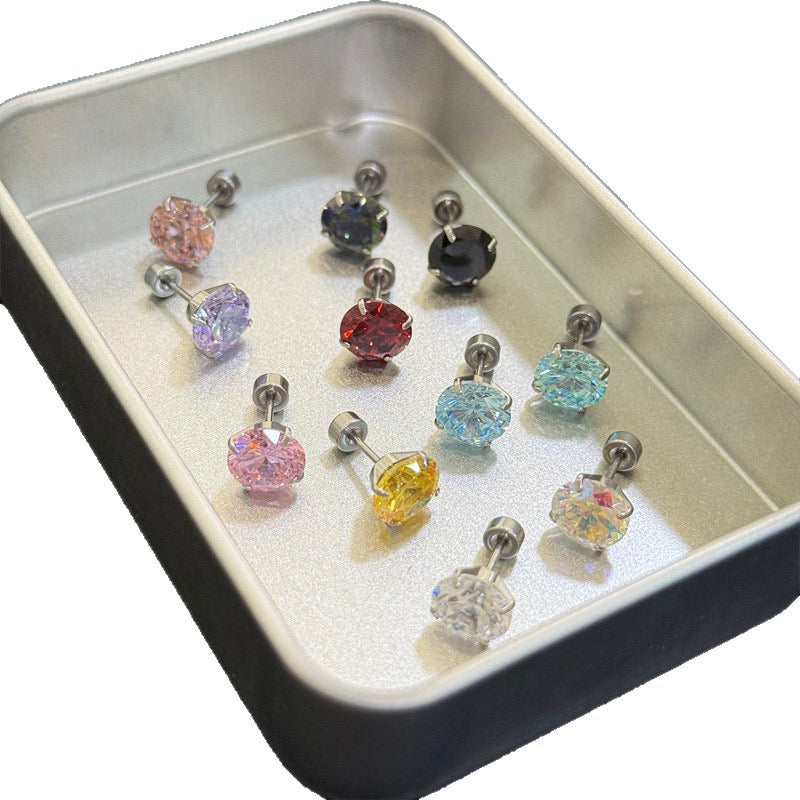 Geometric New Style Stud Earrings For Women, Waterproof Non Tarnish Alloy With Zircon Inlay, 0.03µm-0.05µm Coating Thickness