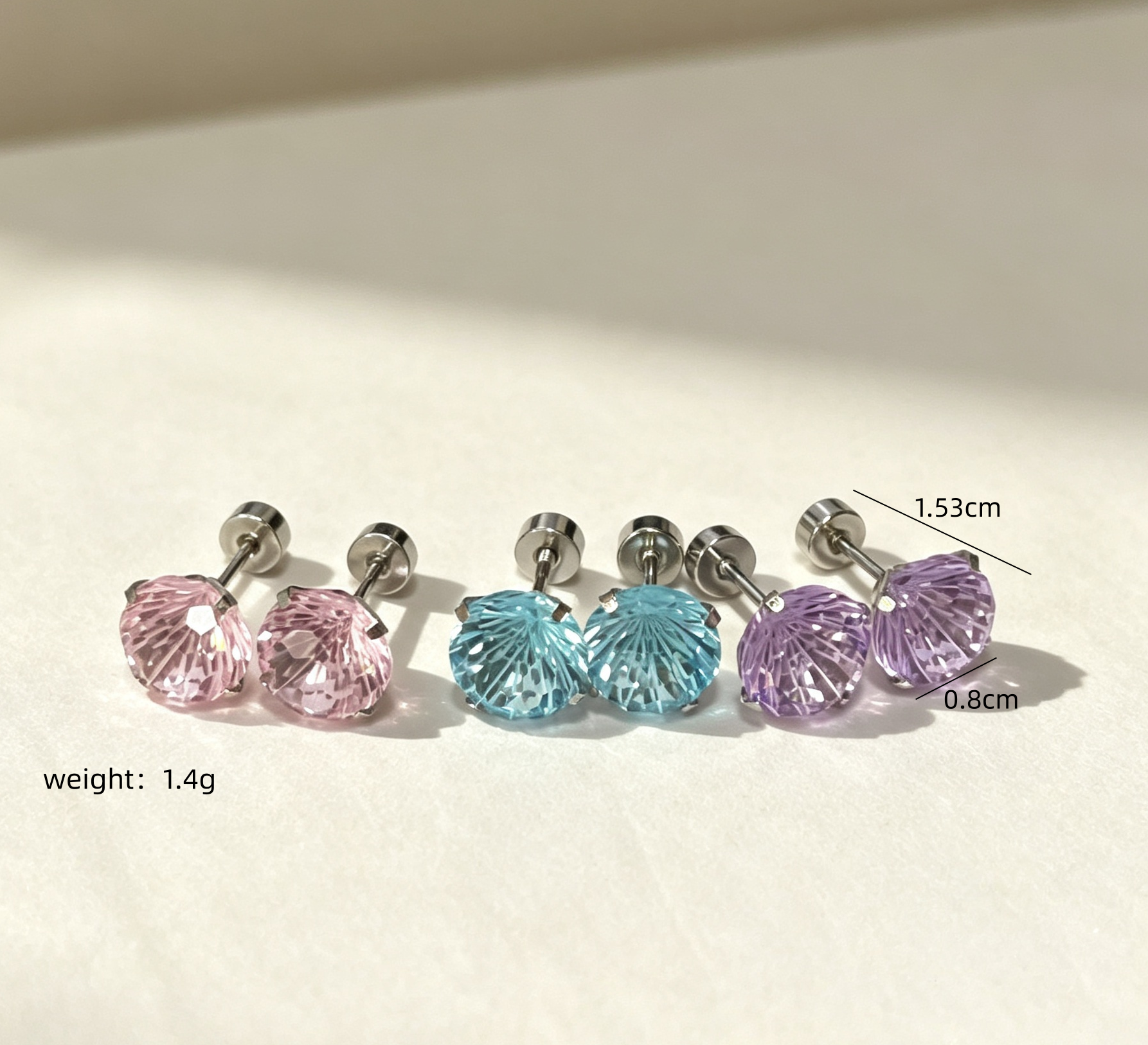 Geometric New Style Stud Earrings For Women, Waterproof Non Tarnish Alloy With Zircon Inlay, 0.03µm-0.05µm Coating Thickness