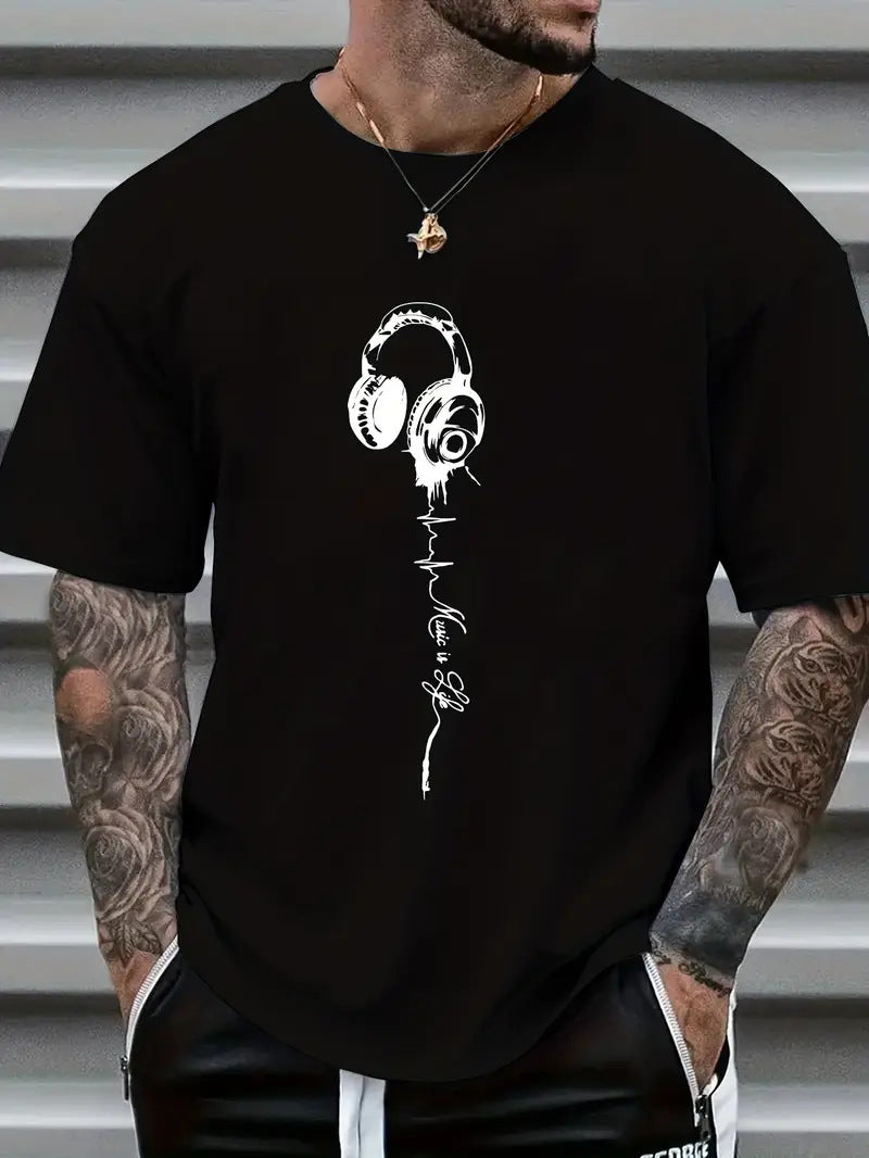 Men's Short Sleeve Cotton T-shirt With Printing, Pullover Style