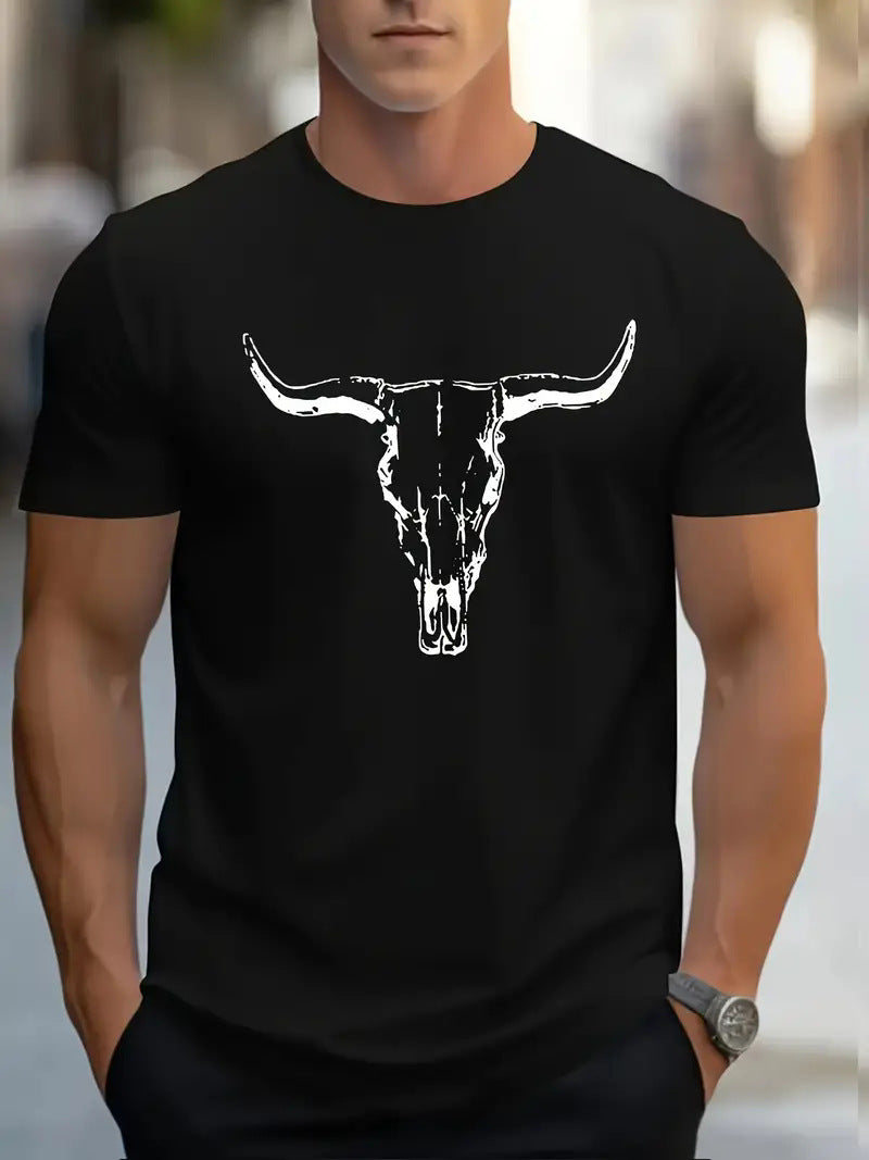 Men's Short Sleeve Cotton T-shirt With Printing, Pullover Style