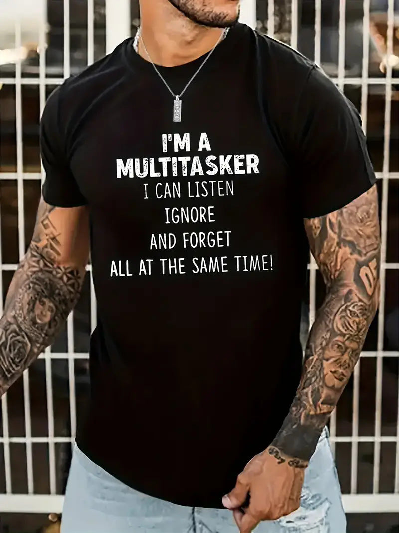 Men's Short Sleeve Cotton T-shirt With Printing, Pullover Style