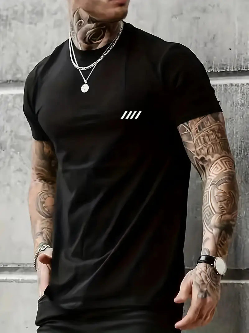 Men's Short Sleeve Cotton T-shirt With Printing, Pullover Style