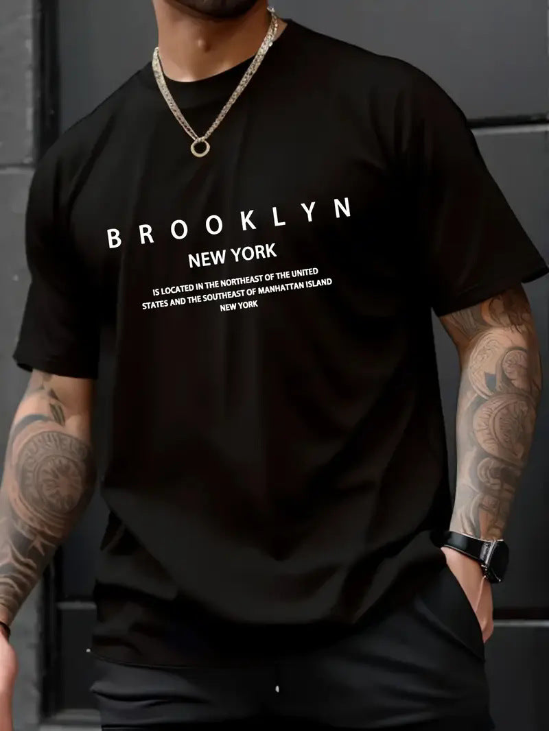 Men's Short Sleeve Cotton T-shirt With Printing, Pullover Style