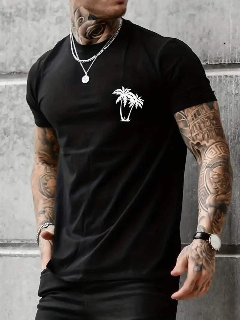 Men's Short Sleeve Cotton T-shirt With Printing, Pullover Style