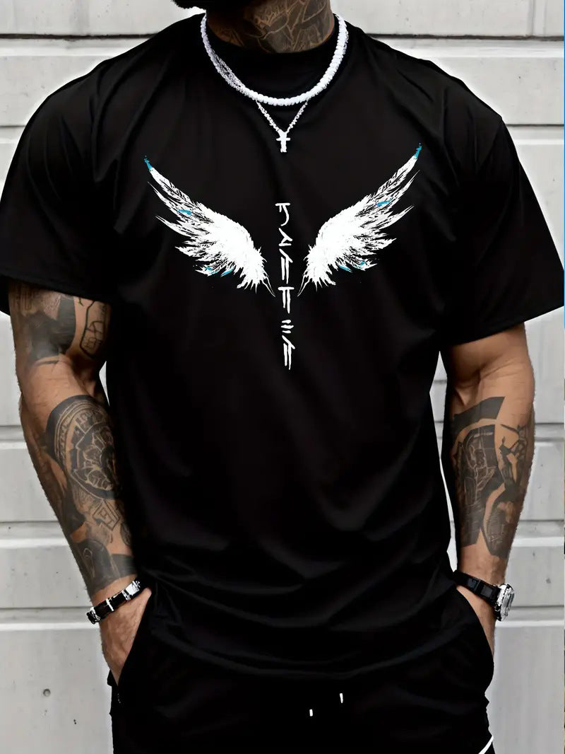 Men's Short Sleeve Cotton T-shirt With Printing, Pullover Style
