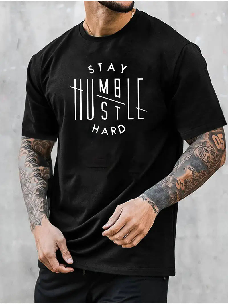 Men's Short Sleeve Cotton T-shirt With Printing, Pullover Style