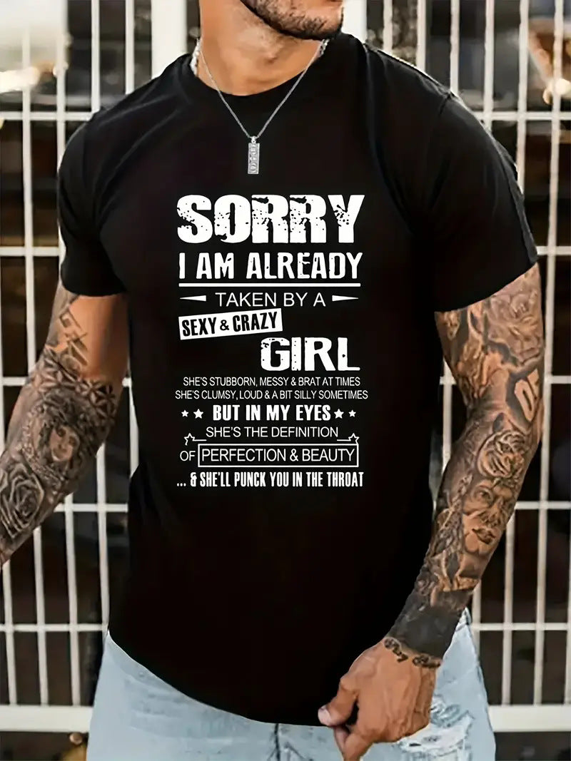 Men's Short Sleeve Cotton T-shirt With Printing, Pullover Style