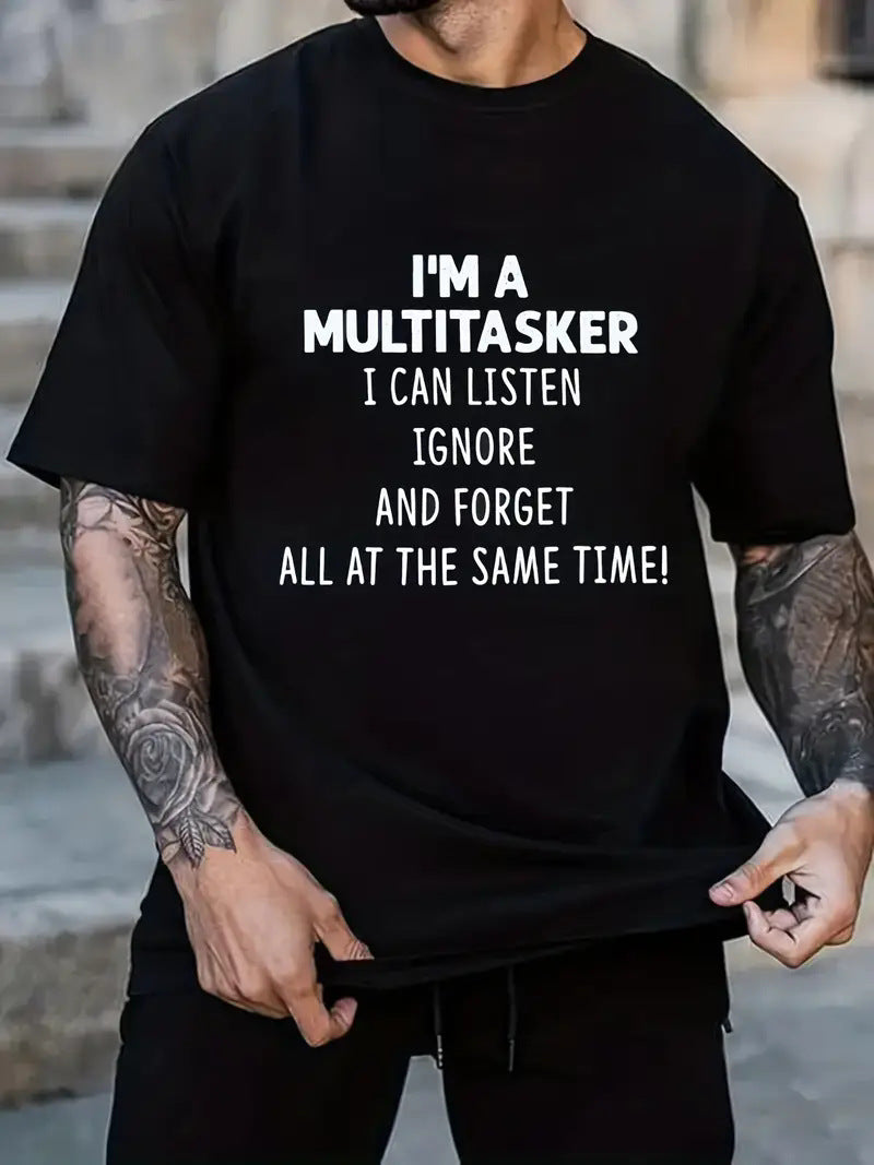 Men's Short Sleeve Cotton T-shirt With Printing, Pullover Style