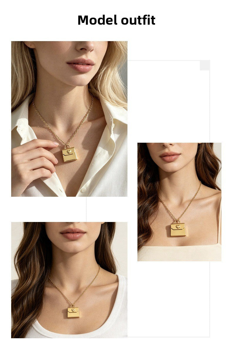 Heart Shape Necklace For Women In Steel Color, 304 Stainless Steel With Cable Chain, PVD Coated And Real Gold Plated