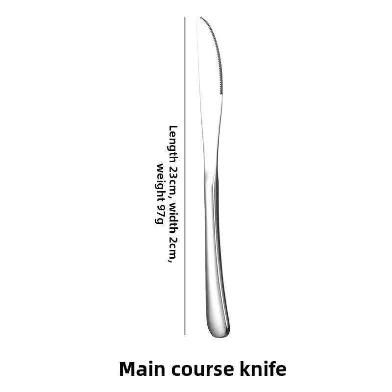 Elegant Solid Color Tableware Set With 304 Stainless Steel Inner Liner, Featuring Western Cutlery Knives, Forks, And Spoons