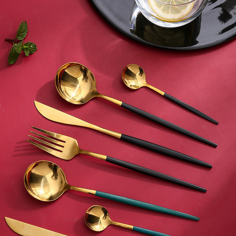 Elegant Tableware Set Featuring Western Cutlery With Knife, Fork, And Spoon For Dining