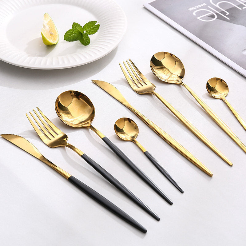 Elegant Tableware Set Featuring Western Cutlery With Knife, Fork, And Spoon For Dining