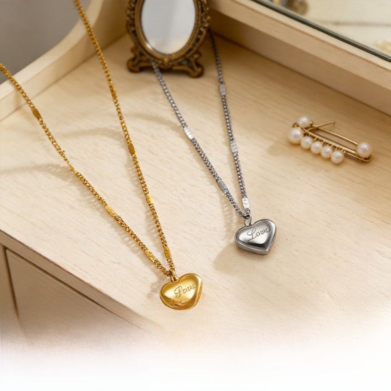 Heart Shape Necklace For Women Featuring Titanium Steel Pendant With 18K Real Gold Plated PVD Coating