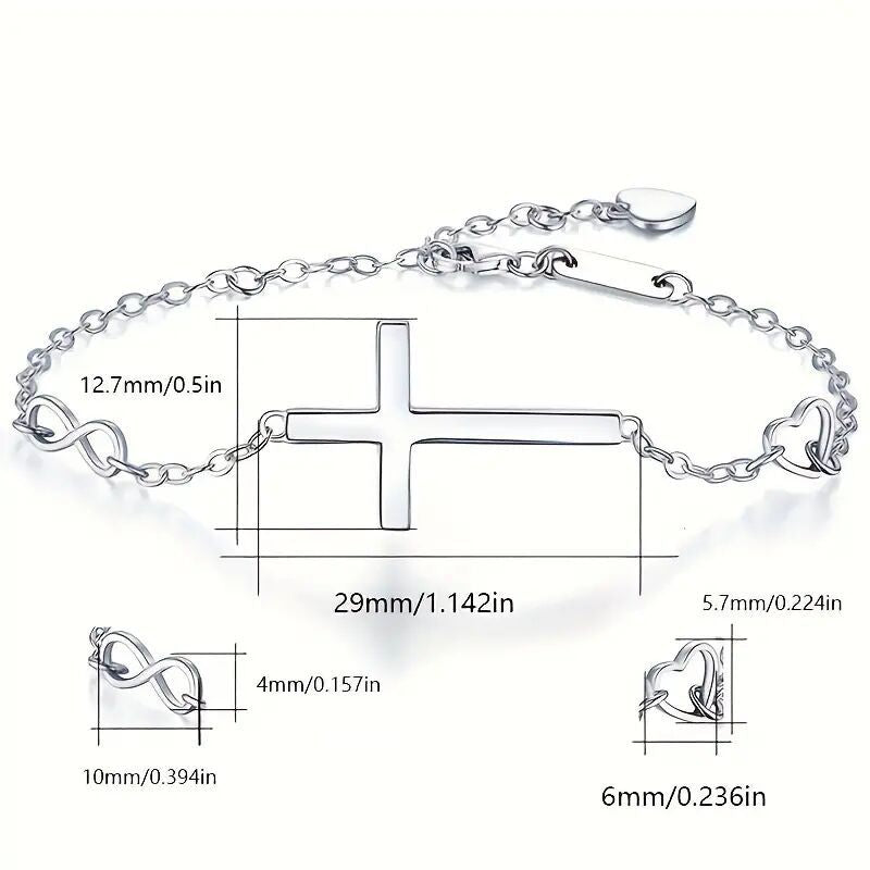 Heart Shape Copper Pendant Bracelet In Simple Style For Women, Available In Silver