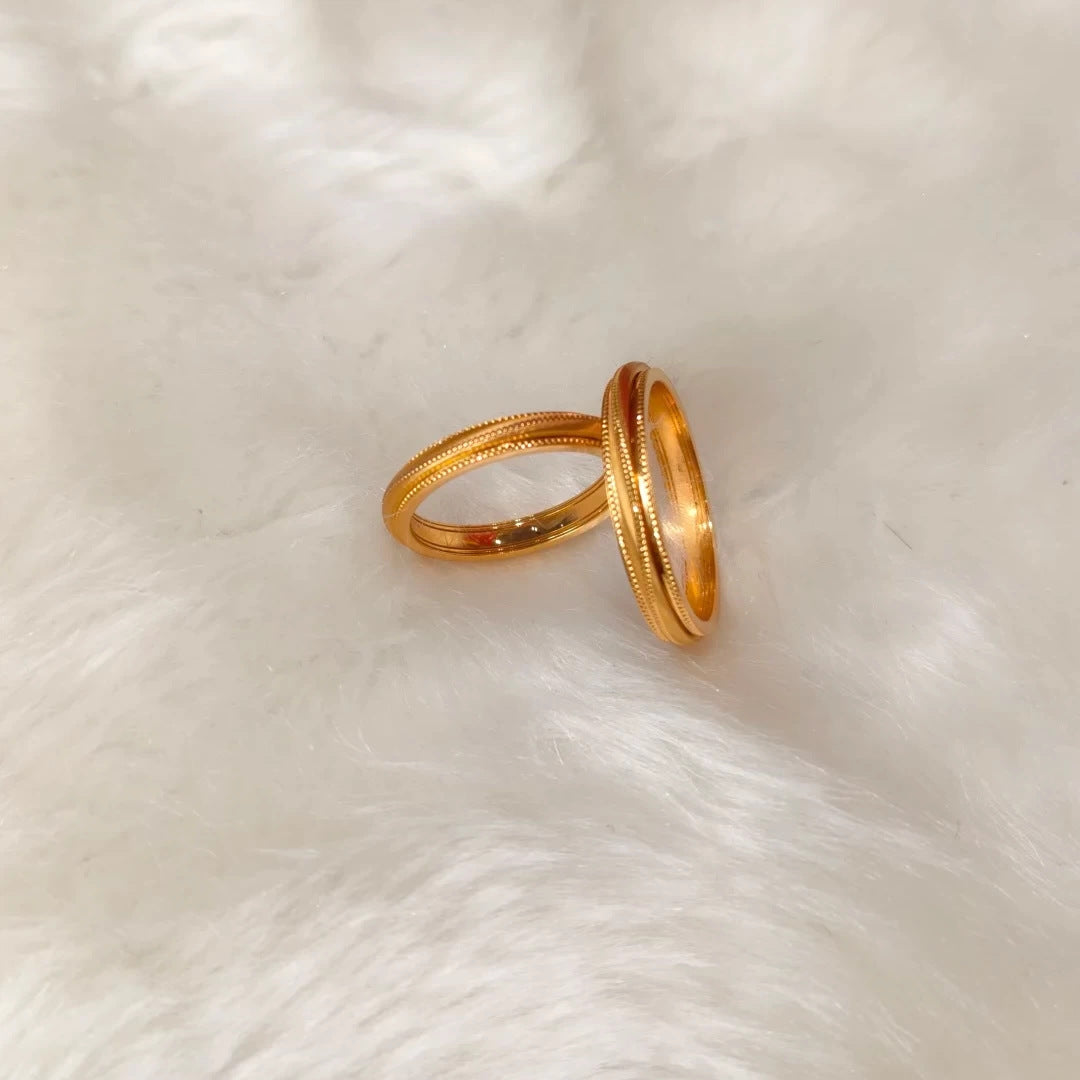 Handmade Geometric Sweet Unisex Rings In Gold Featuring Golden Plated Alloy Material