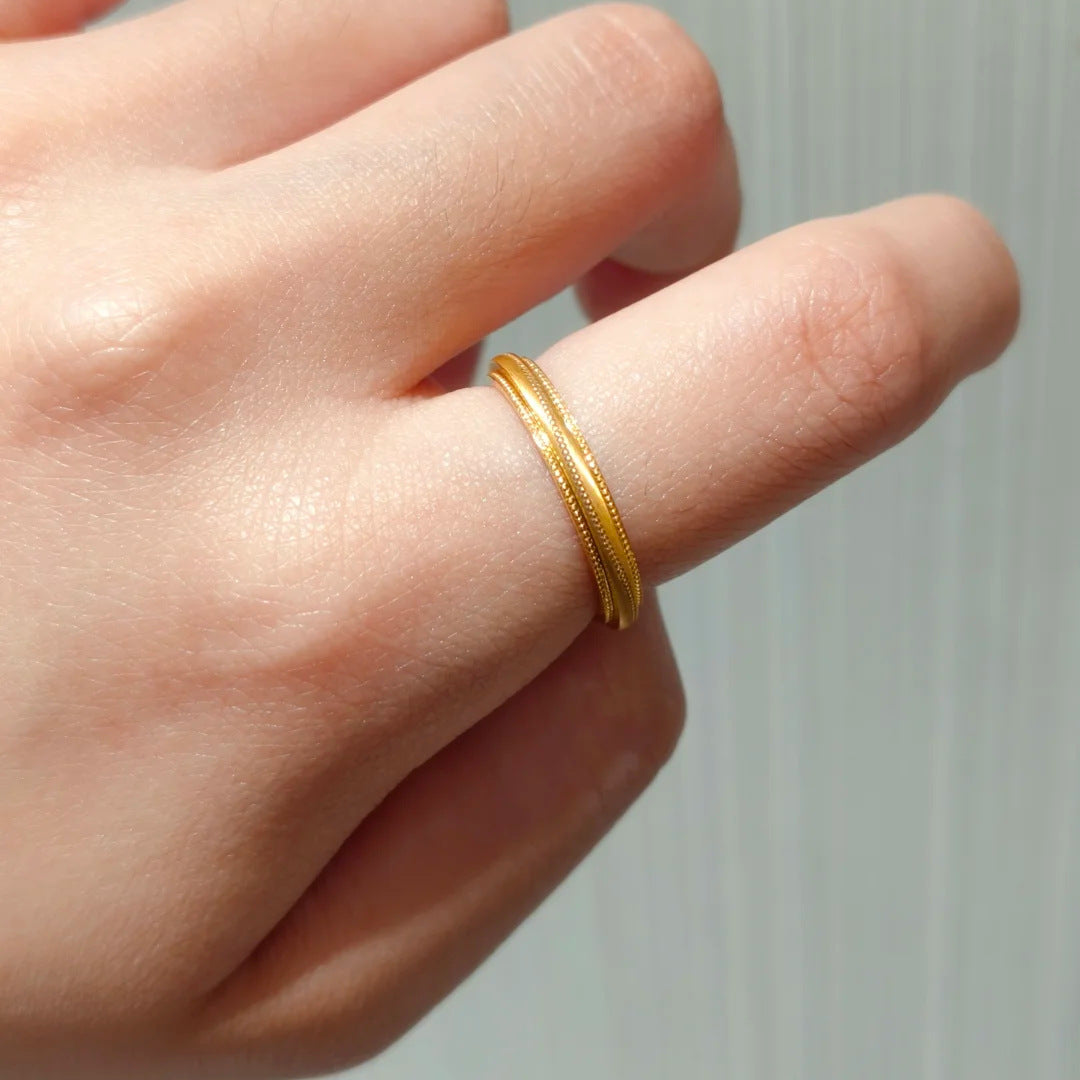 Handmade Geometric Sweet Unisex Rings In Gold Featuring Golden Plated Alloy Material