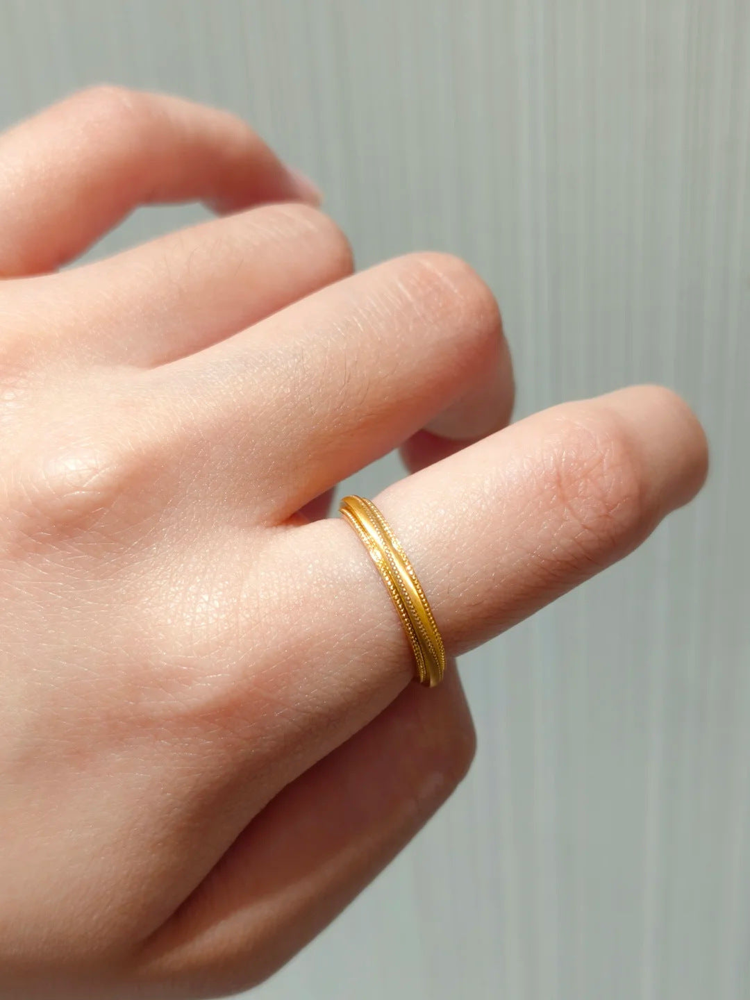 Handmade Geometric Sweet Unisex Rings In Gold Featuring Golden Plated Alloy Material