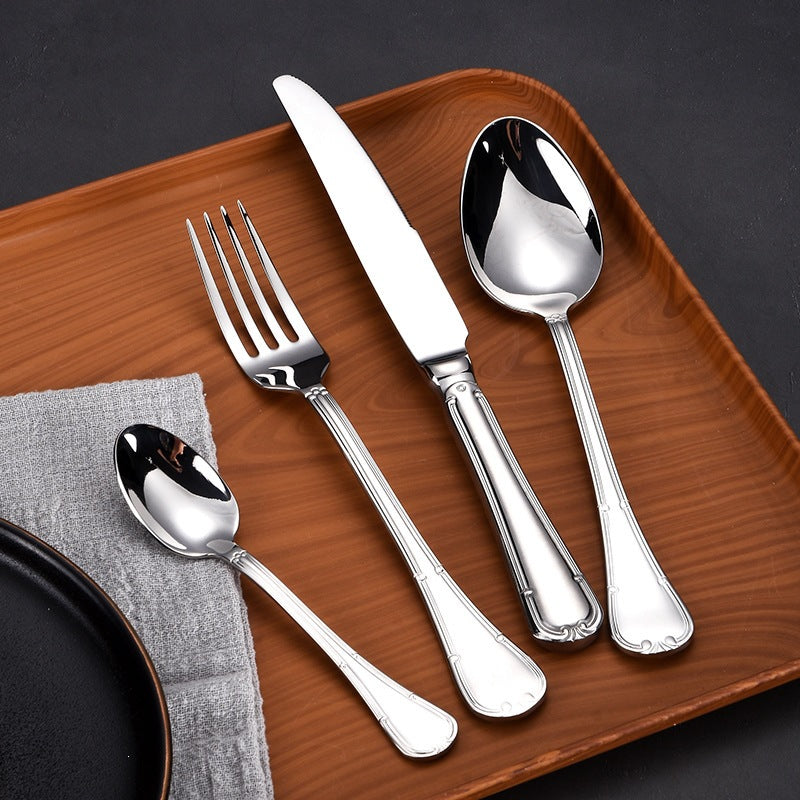 Flowers Pattern Tableware With 304 Stainless Steel Inner Liner For Western Cutlery Set