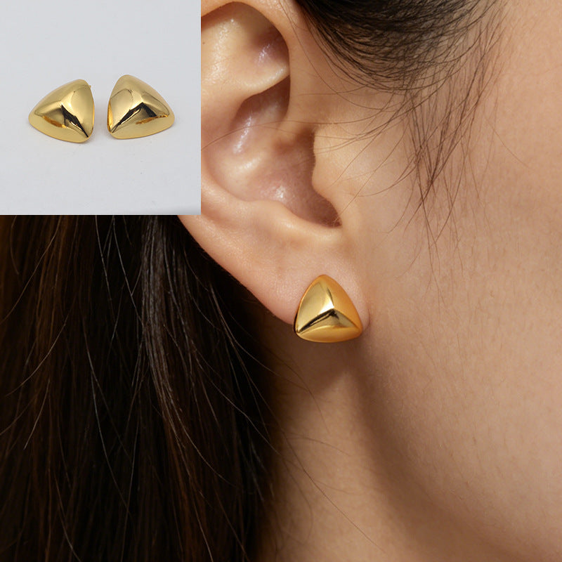 Heart Shape Stud Earrings With Folds In 304 Stainless Steel, Retro Style For Women