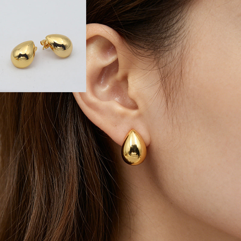 Heart Shape Stud Earrings With Folds In 304 Stainless Steel, Retro Style For Women