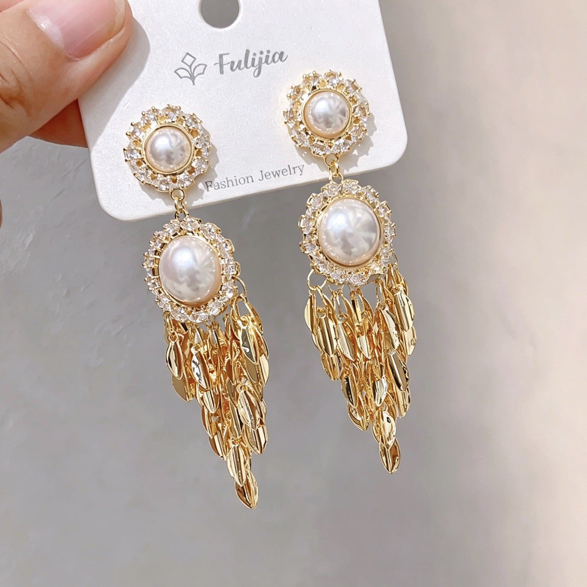 Leaves Tassel Earrings For Women Featuring Electroplated Gold Finish With Copper Ear Pins