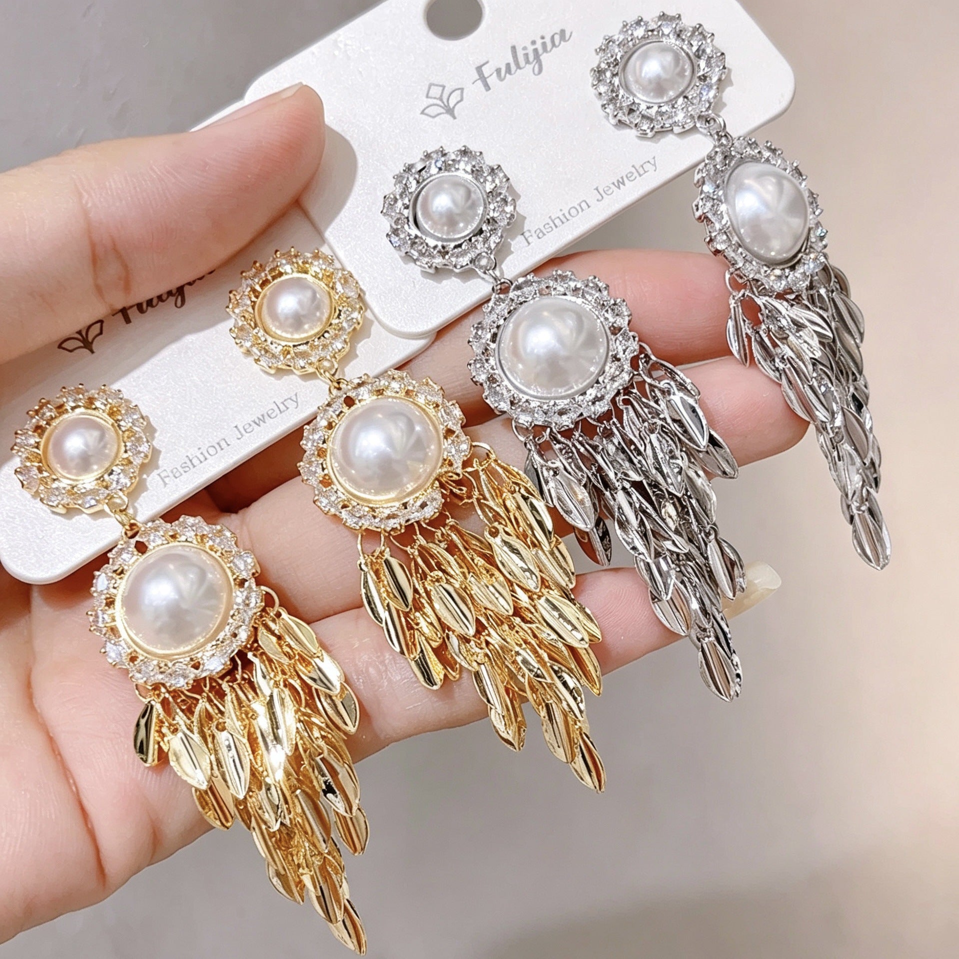 Leaves Tassel Earrings For Women Featuring Electroplated Gold Finish With Copper Ear Pins