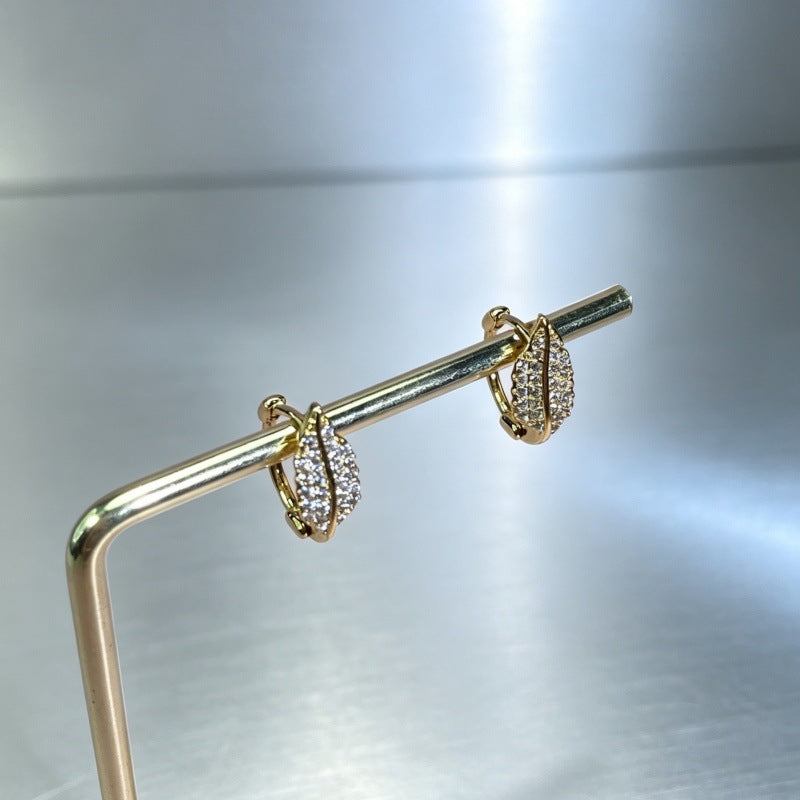 Leaves Earrings For Women Featuring Real Gold Plated Design With Copper Ear Pins
