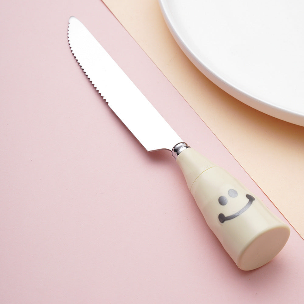 Cute Cartoon Tableware Set Featuring Western Cutlery With Knife, Fork, And Spoon For Dining