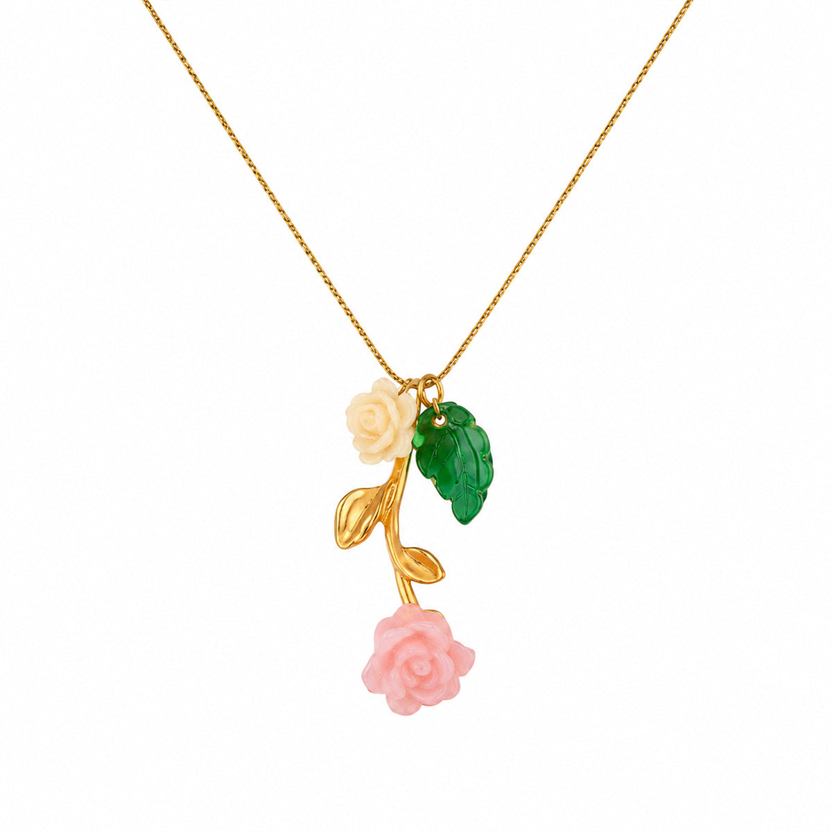 Electroplated Flowers Necklace For Women With 0.03µm PVD Coated 18K Real Gold Plated 304 Stainless Steel