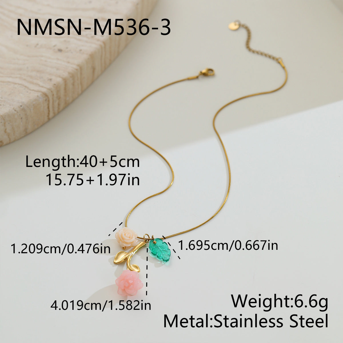 Electroplated Flowers Necklace For Women With 0.03µm PVD Coated 18K Real Gold Plated 304 Stainless Steel
