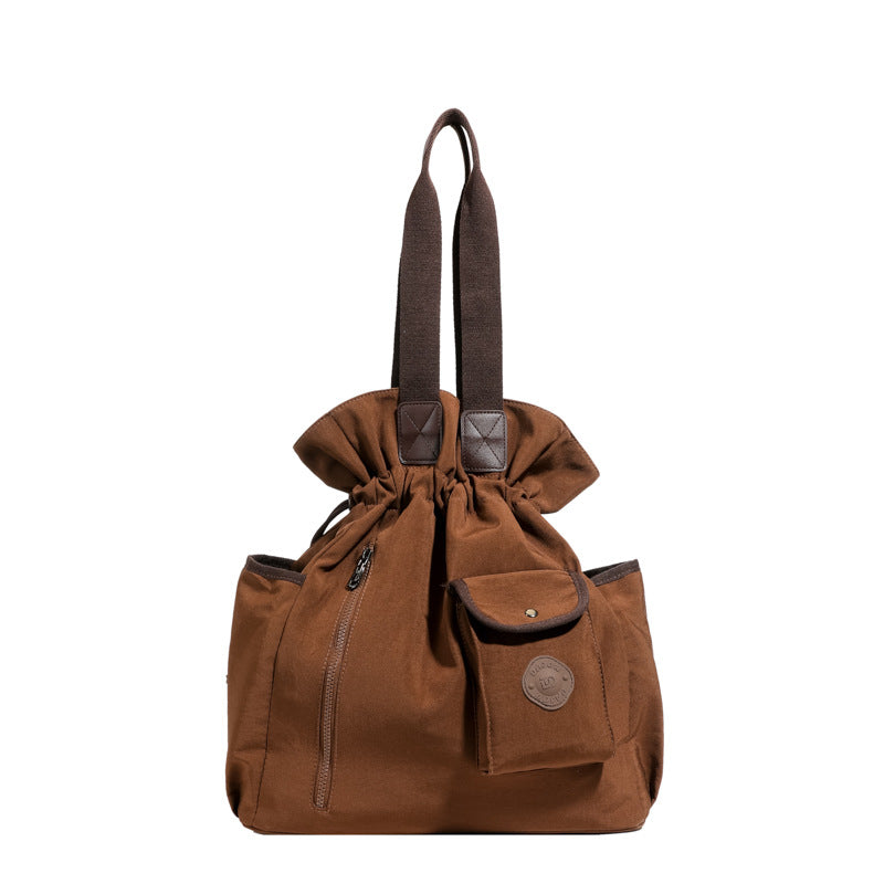 Floral Polyester Bucket Bag With Single Shoulder Strap, Perfect For Summer