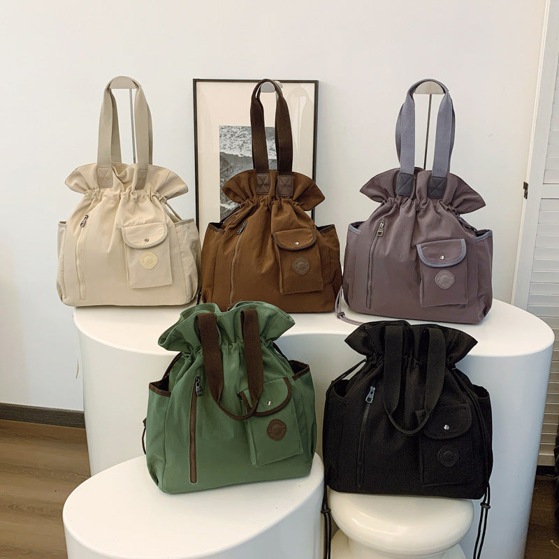 Floral Polyester Bucket Bag With Single Shoulder Strap, Perfect For Summer
