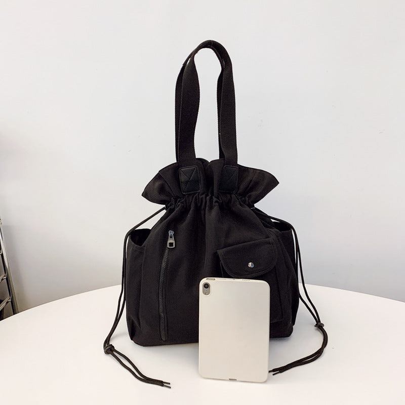 Floral Polyester Bucket Bag With Single Shoulder Strap, Perfect For Summer