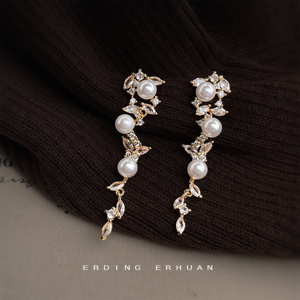 Elegant Butterfly Tassel Earrings For Women With Copper Ear Pins And Zircon Inlay