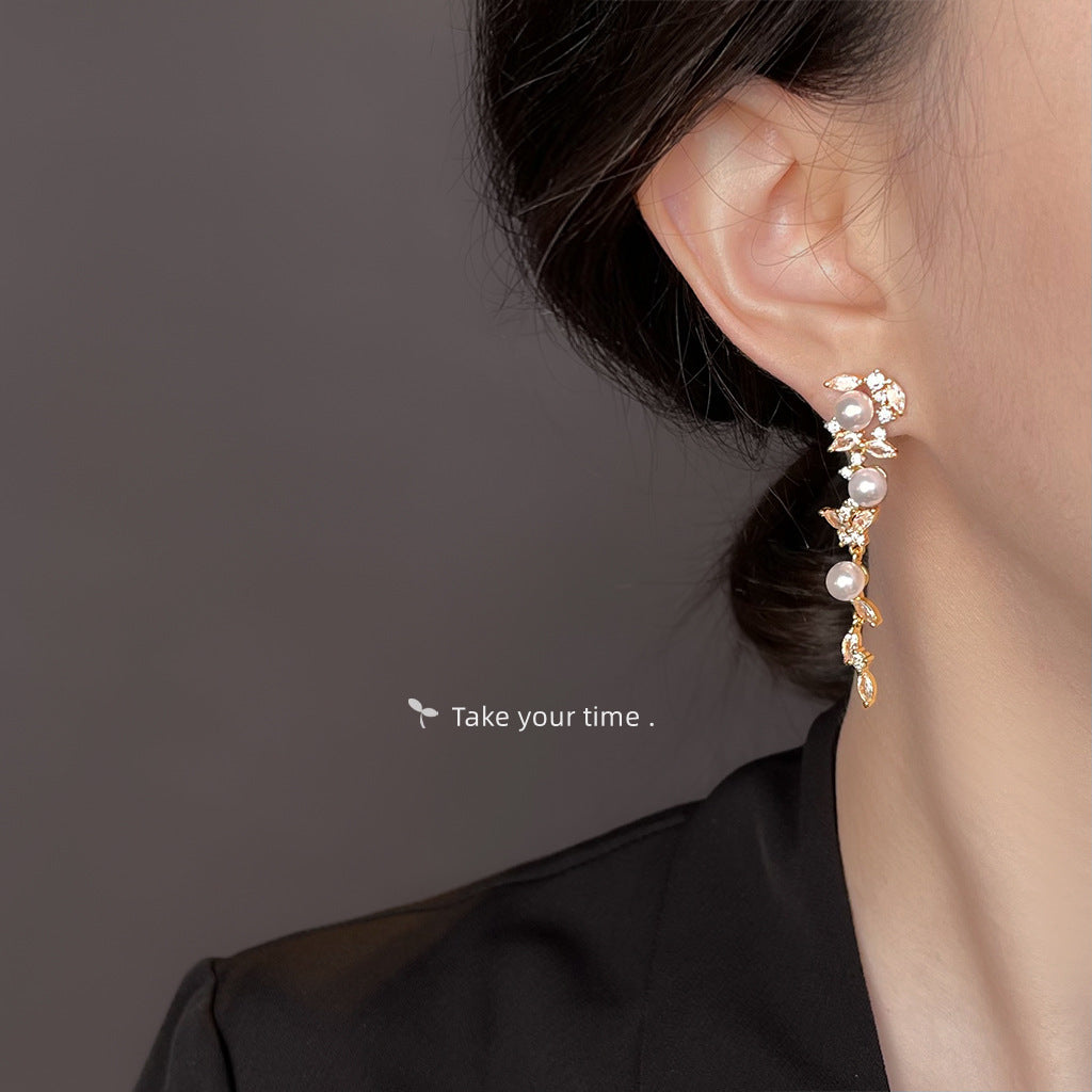 Elegant Butterfly Tassel Earrings For Women With Copper Ear Pins And Zircon Inlay