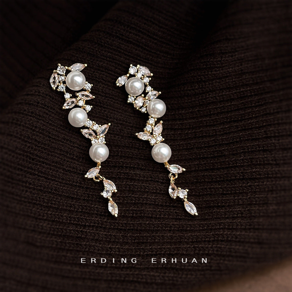 Elegant Butterfly Tassel Earrings For Women With Copper Ear Pins And Zircon Inlay