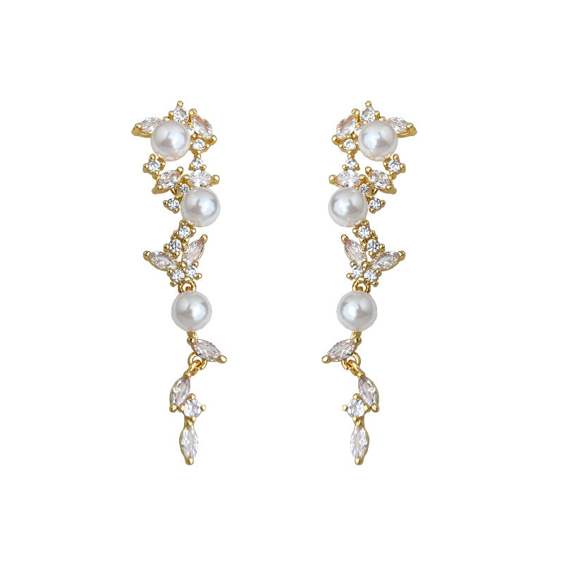 Elegant Butterfly Tassel Earrings For Women With Copper Ear Pins And Zircon Inlay