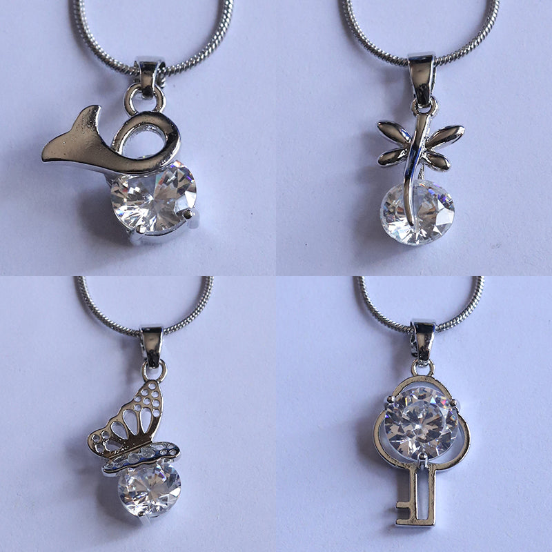 Geometric Waterproof Women's Necklace In 304 Stainless Steel With Platinum Plating, Zircon Inlay, Box Chain