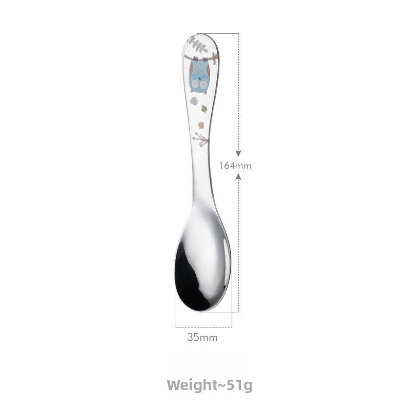 Cute Cartoon Tableware Set Featuring 304 Stainless Steel Inner Liner, Including Western Style Knife, Fork, And Spoon