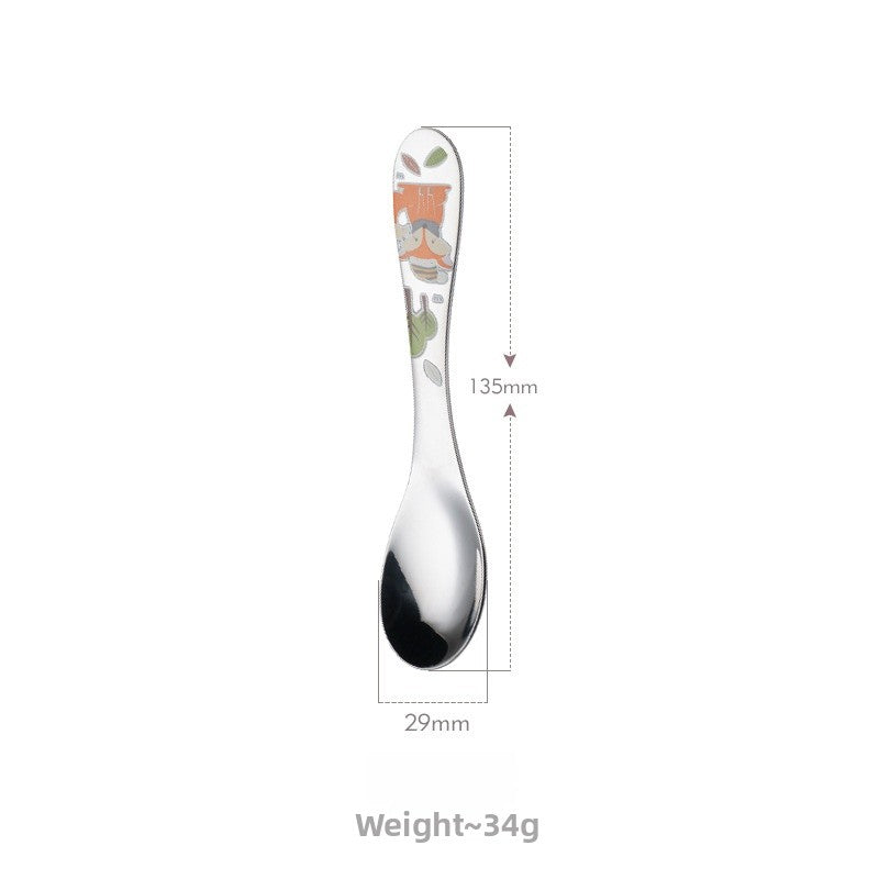 Cute Cartoon Tableware Set Featuring 304 Stainless Steel Inner Liner, Including Western Style Knife, Fork, And Spoon