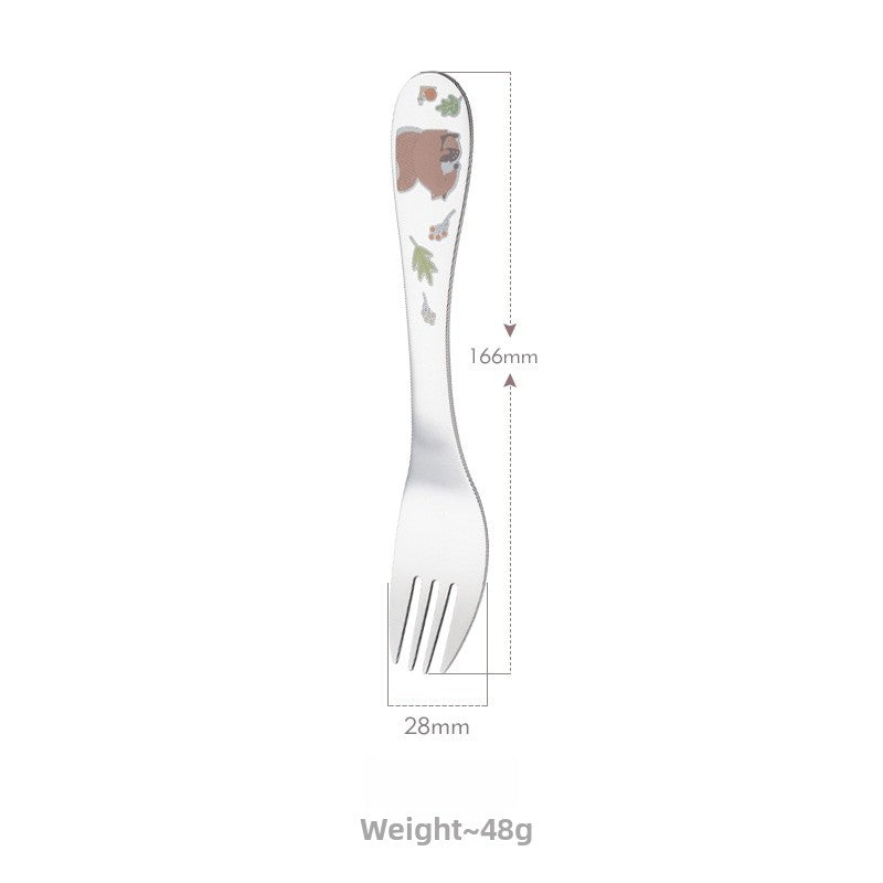 Cute Cartoon Tableware Set Featuring 304 Stainless Steel Inner Liner, Including Western Style Knife, Fork, And Spoon