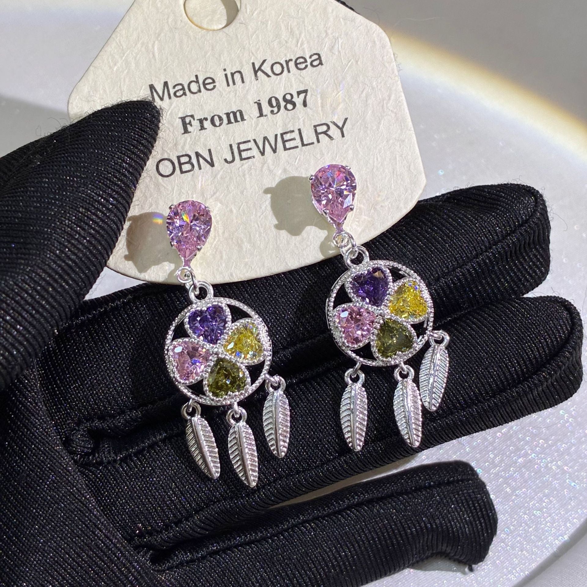 Dreamcatcher Drop Earrings For Women In Copper With Zircon Inlay, Featuring Sweet Style