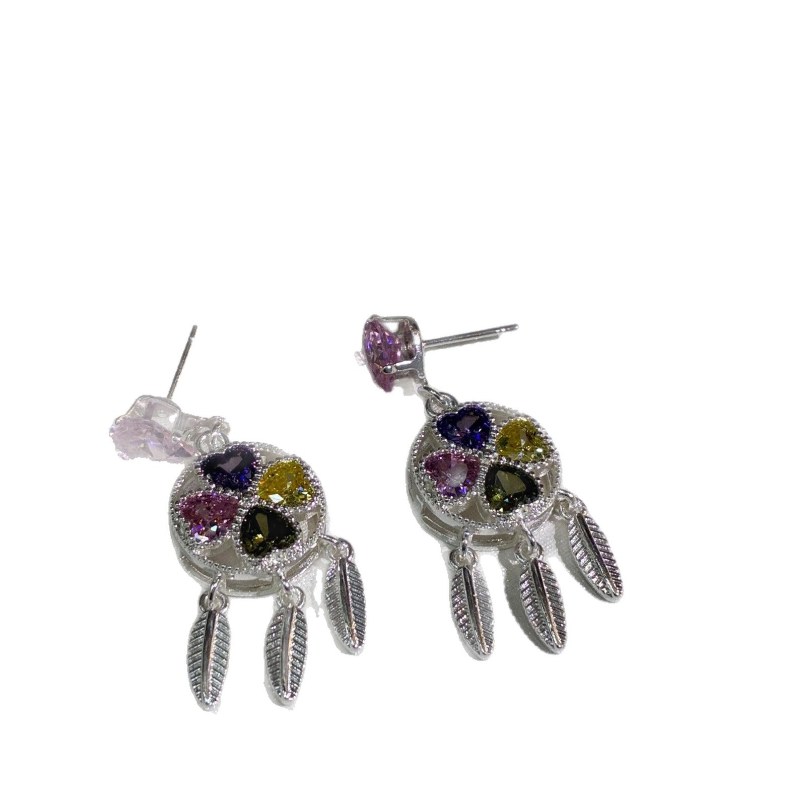 Dreamcatcher Drop Earrings For Women In Copper With Zircon Inlay, Featuring Sweet Style