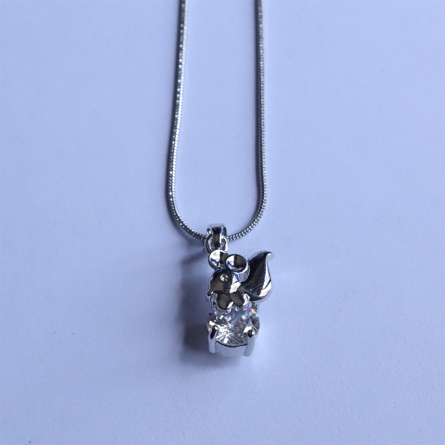 Geometric Waterproof Women's Necklace In 304 Stainless Steel With Platinum Plating, Zircon Inlay, Box Chain