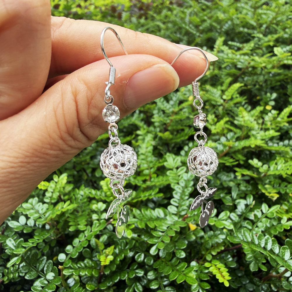 Ethnic Style Water Droplets Carved Copper Drop Earrings For Women In Silver