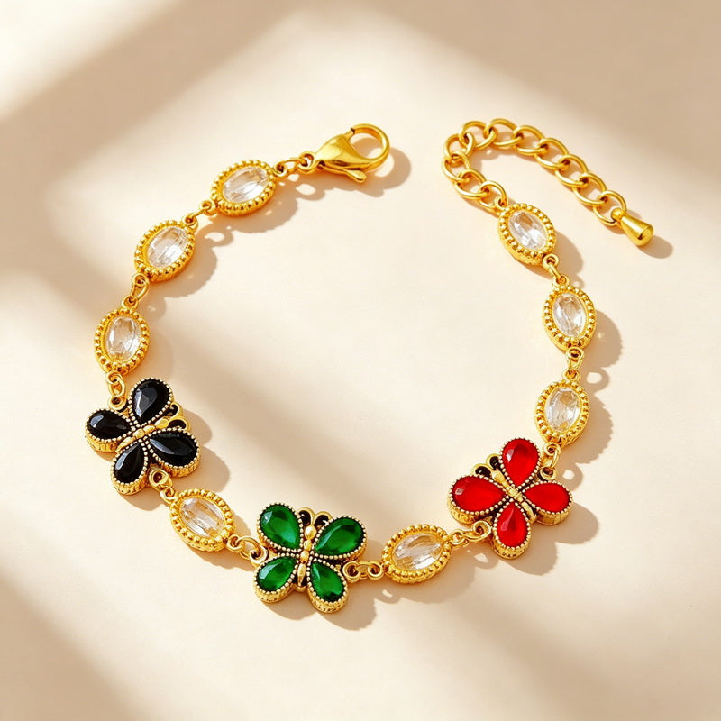 Electroplated Butterfly Bracelet For Women In 304 Stainless Steel With 18K Real Gold Plated PVD Coating 0.03µm Thickness