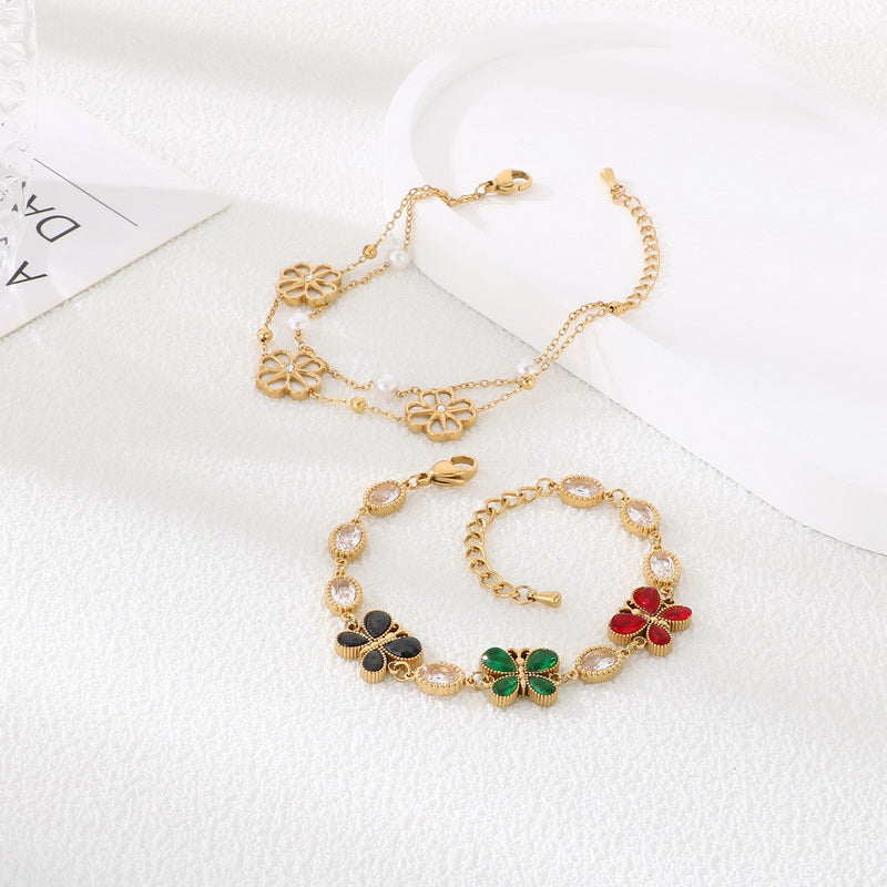 Electroplated Butterfly Bracelet For Women In 304 Stainless Steel With 18K Real Gold Plated PVD Coating 0.03µm Thickness